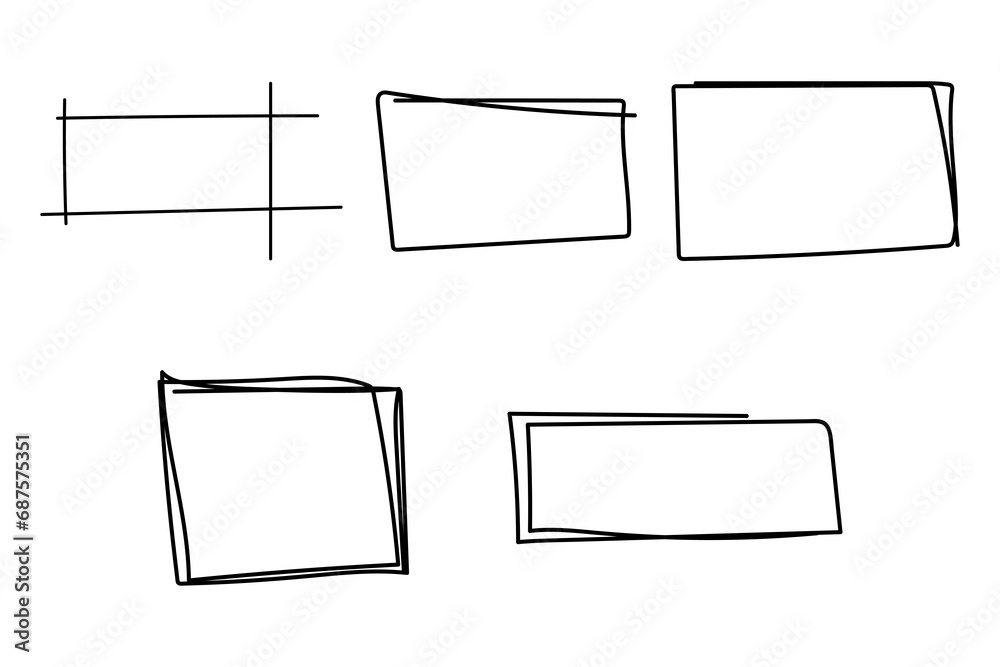 Set of hand drawn doodle frames on transparent background Set of hand drawn doodle frames on transparent background