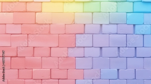 Pastel brick wall colors rainbow spectrum.