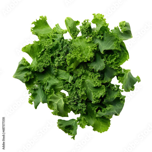 top view of diced vegetable kale isolated on a white transparent background 