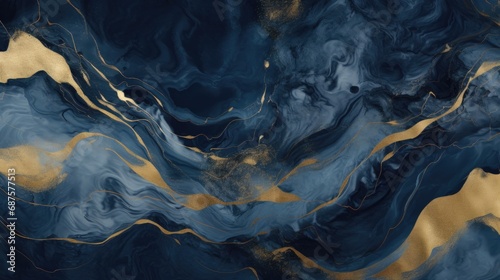 Texture of blue and gold marble illustration pattern photo