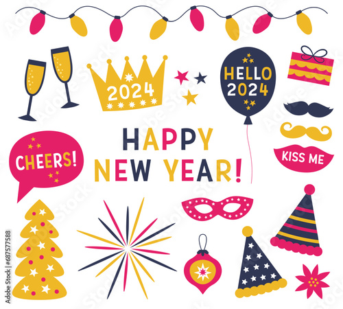 Happy New Year vector party props