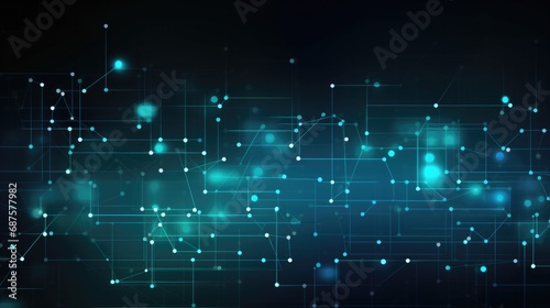Abstract lines and dots connect simple futuristic technology background photo