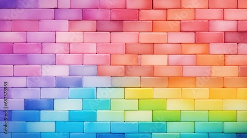 Pastel brick wall colors rainbow spectrum.