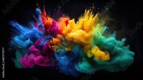 Colorful Rainbow  abstract colorful powder   Freeze motion exploding color powder.  Paint Colors Colorful Powder Blast