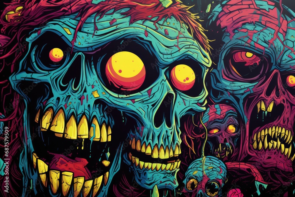 Illustration of zombie punk graffiti style artwork