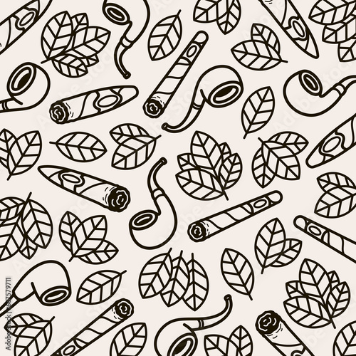 Cigars background, pattern set. Collection icon cigar. Vector © VKA