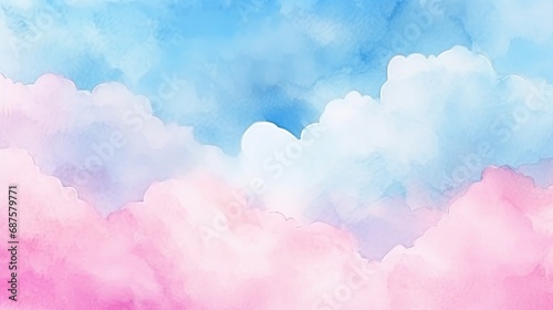 Abstract cloud watercolor paint brush background photo