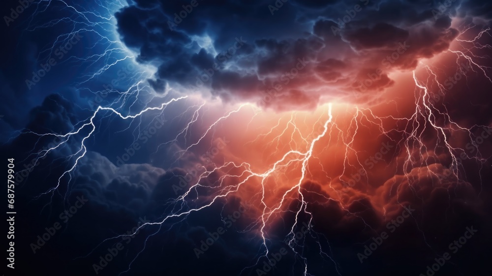 Lightning thunderstorm flash over the night sky. Lightning thunderstorm flash over the night sky.
