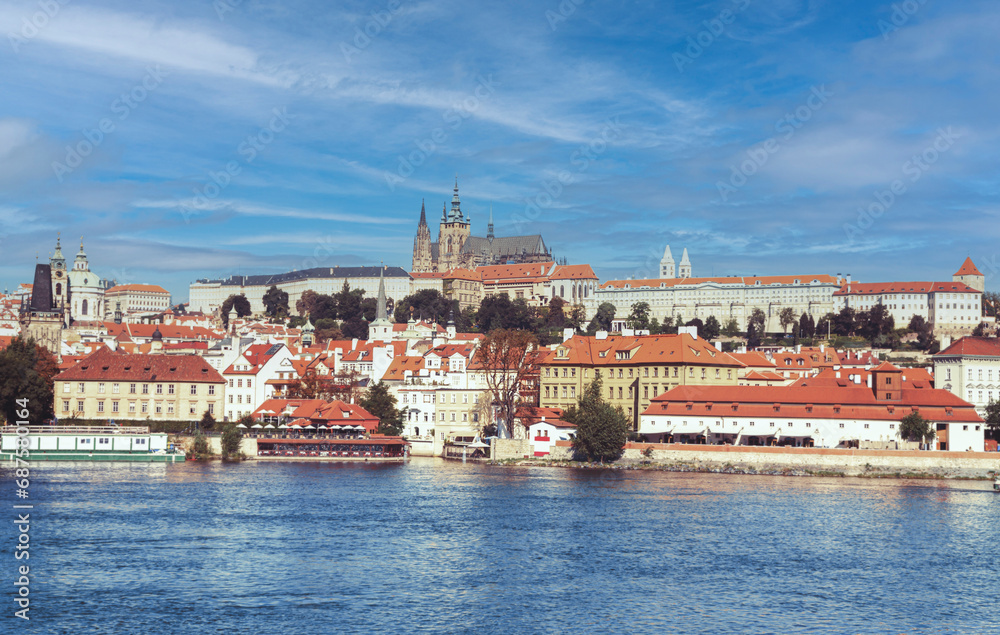 Obraz premium Cityscape of Prague and Vltava River