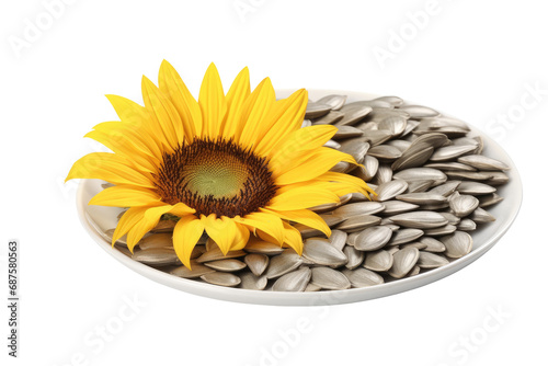 Delicious Sunflower Seeds Serve on Plate, Transparent Background