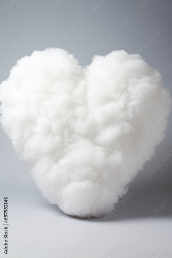 fluffy heart-shaped cotton cloud on white background fluffy heart-shaped cotton cloud on white background
