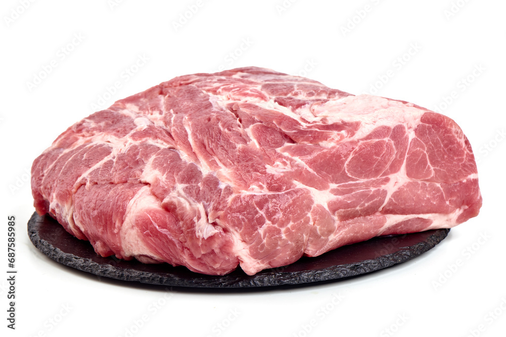 Pork Neck Meat isolated on white Background. Pork Neck Meat isolated on white Background.