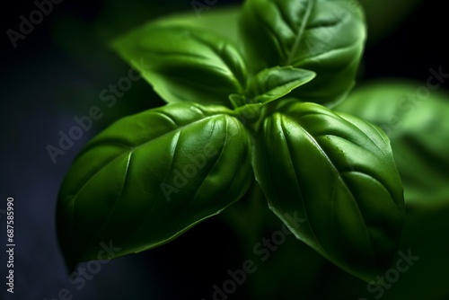A close up photo of a fresh good looking basil, ai generated, Generative AI