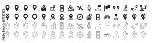 Simple icons representing locations and map pins