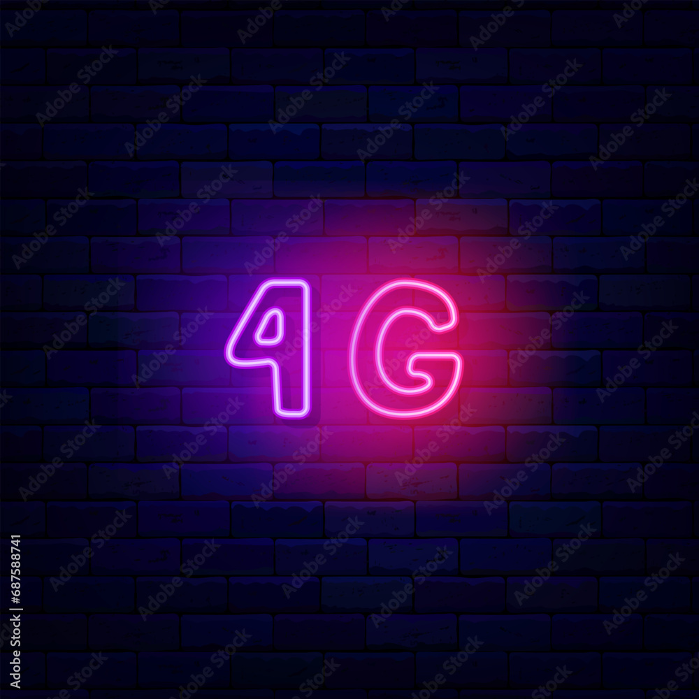4G neon label. Fast modern internet wire. Glowing advertising. Internet surfing and searching. Vector illustration 4G neon label. Fast modern internet wire. Glowing advertising. Internet surfing and searching. Vector illustration
