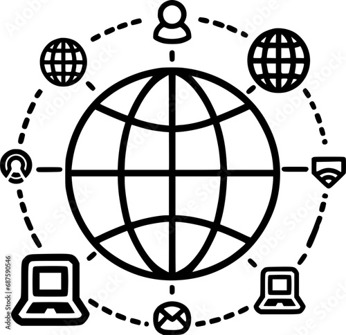 global network connections line icon, filled outline vector sign, sign, symbol, vector, art