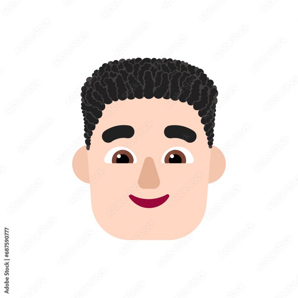 Man: Light-Skin Tone, Curly Hair