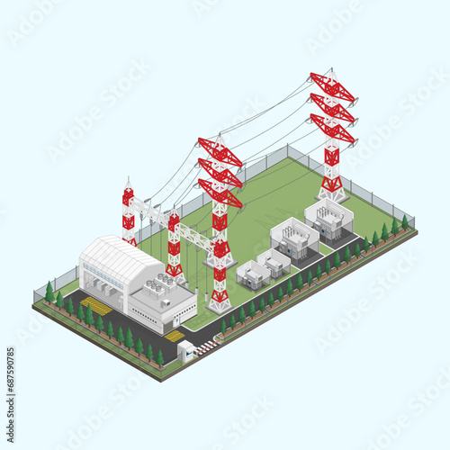 electrical sub station with isometric graphic photo