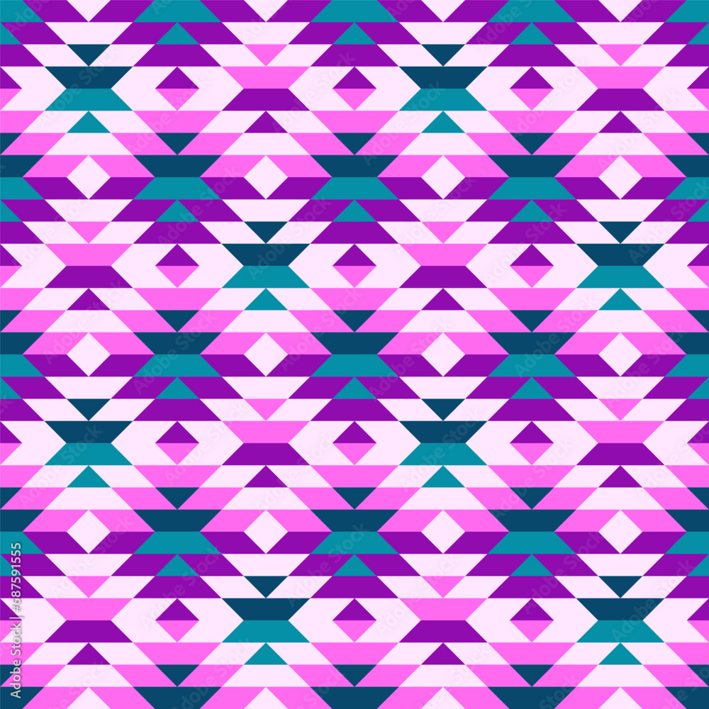 Modern Pink Aztec diamonds mosaic pattern