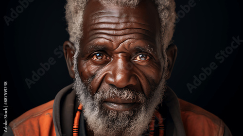 Hombre negro de tribu africana photo