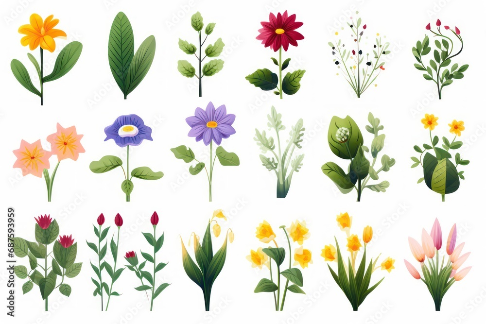 Plants and flowers icon on white background