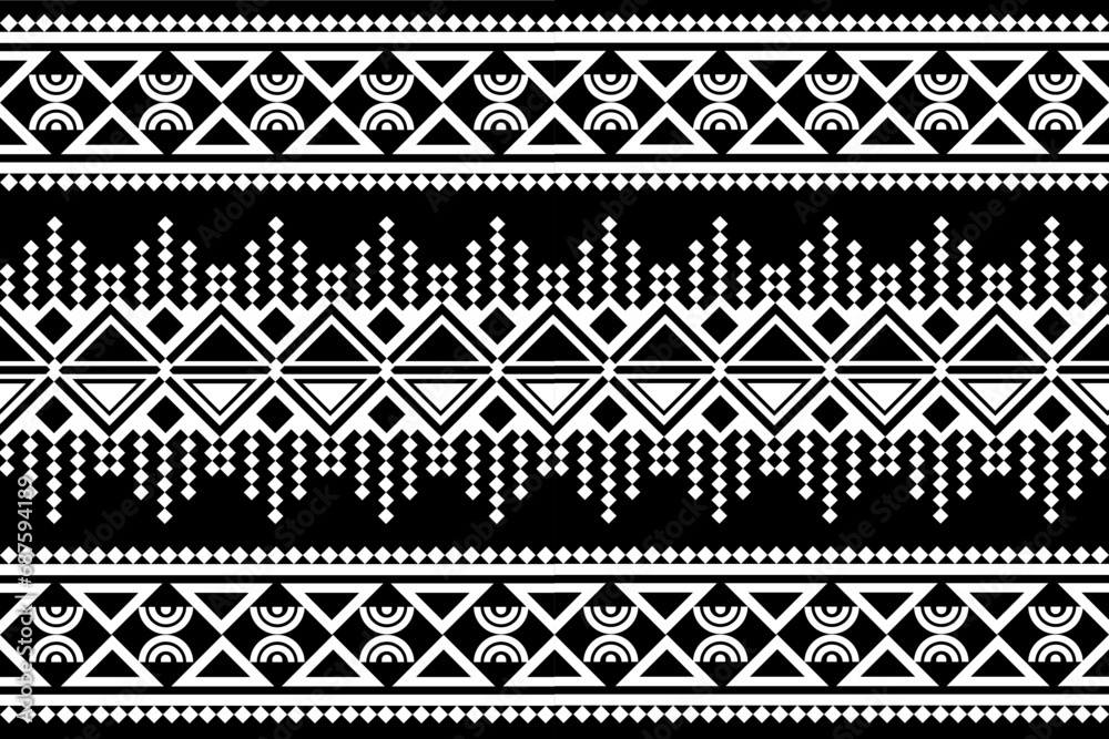 Traditional ethnic,geometric ethnic fabric pattern for textiles,rugs,wallpaper,clothing,sarong,batik,wrap,embroidery,print,background,vector illustration,black and white pattern  