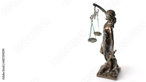 lady justice statue at white background