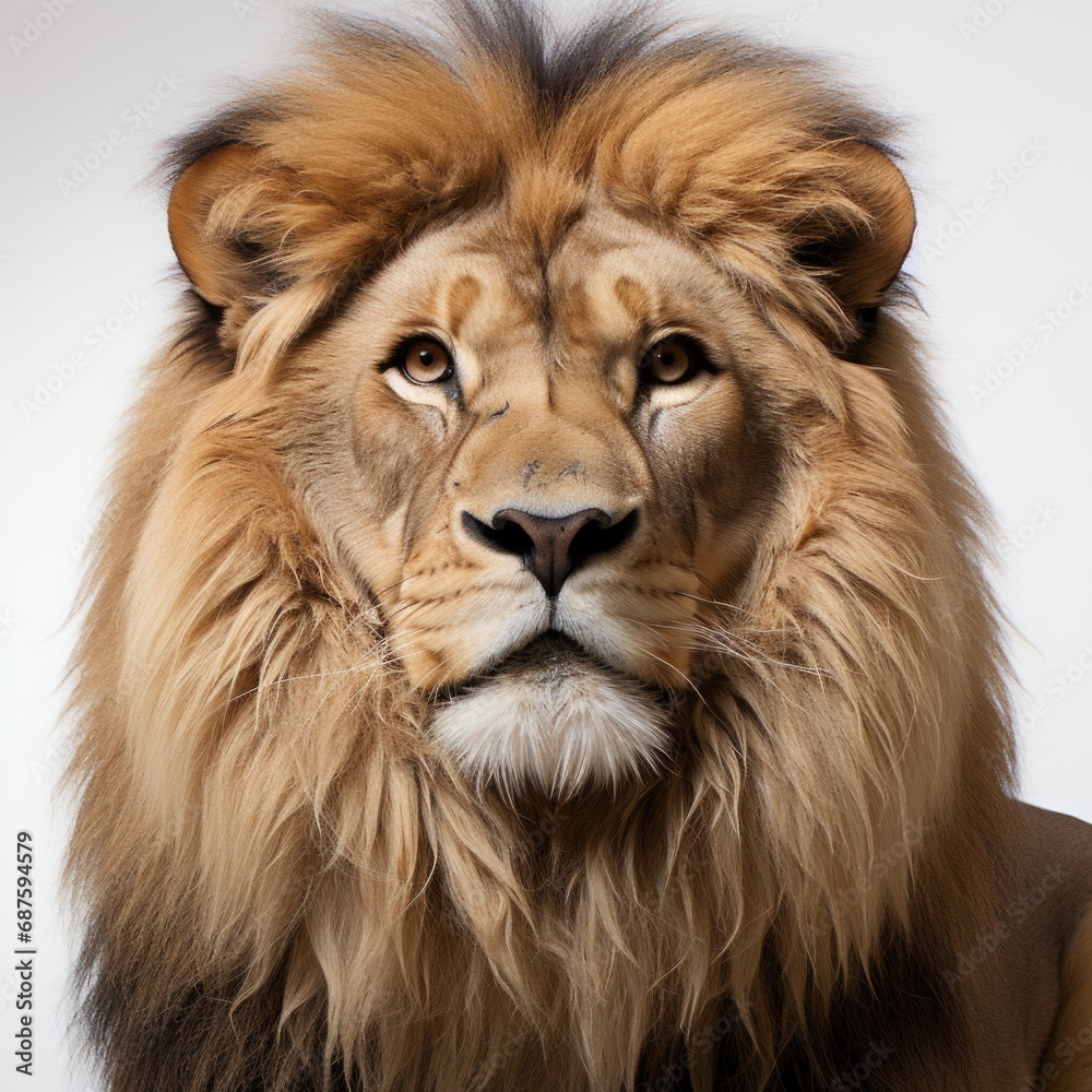 Majestic Animal Portrait Lion Head Hair Image Generative AI
