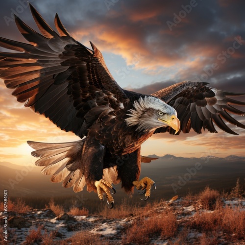 Majestic Bird Soars Composite Image of Eagle Flying Generative AI