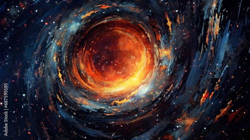 Black hole of space involves stars, greased bright multi-colored abstract background,Ai