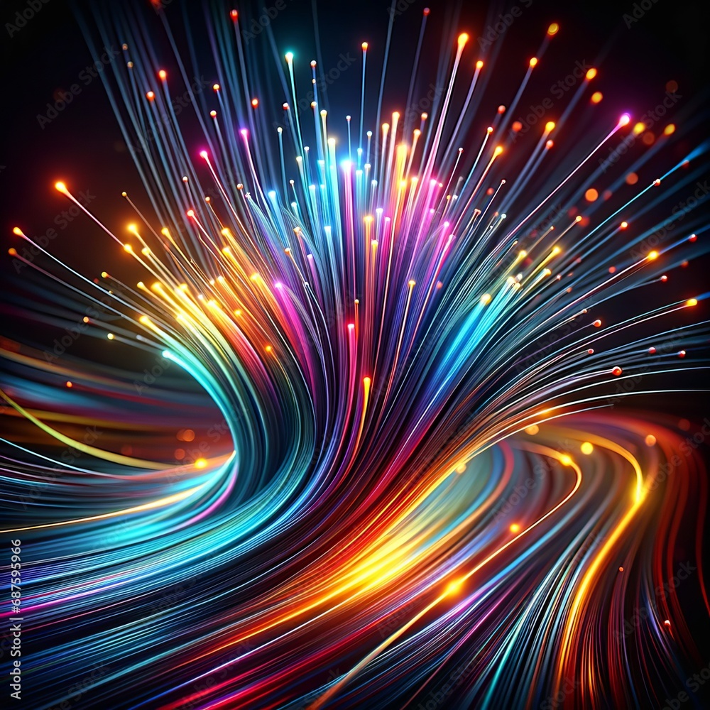 Luminous Data Flow - Vibrant Optical Fiber Swirl Neon Lights