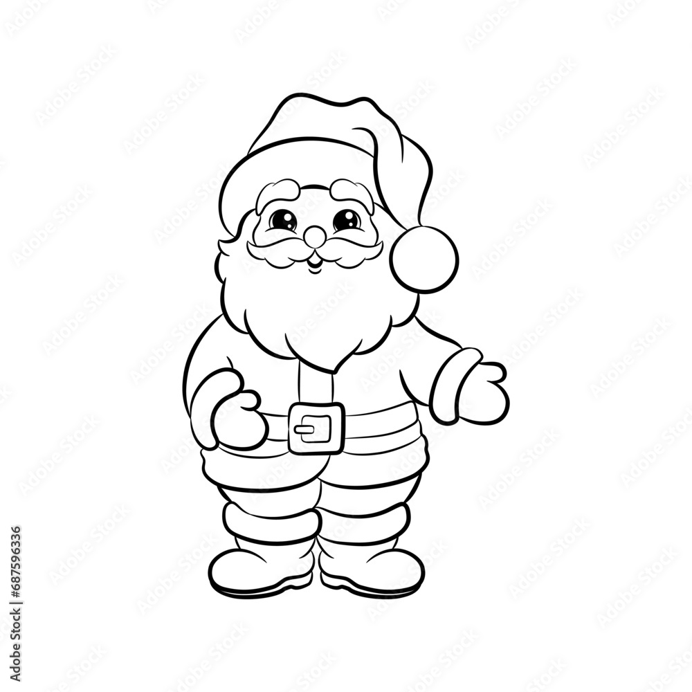 Cheerful Santa Claus. Coloring book for children.