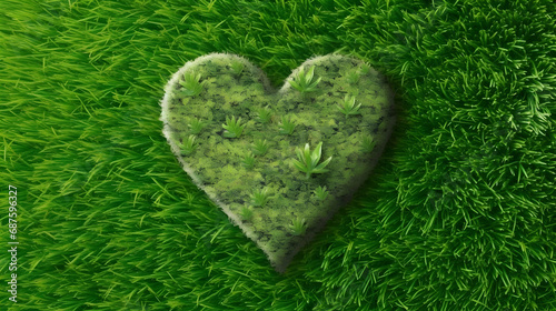 Earth day concept, Earth in Heart shape on green grass. Love and Save the World for the Next Generation concept,Ai
