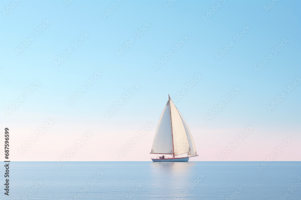 Majestic Sailboat Against Clear Horizon