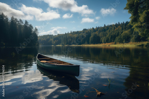 Tranquil Respite: Canoe at Lakeside © Andrii 