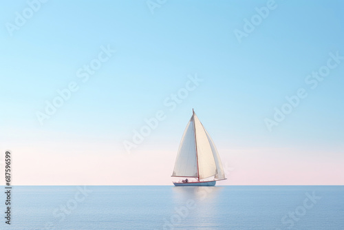 Majestic Sailboat Against Clear Horizon © Andrii 