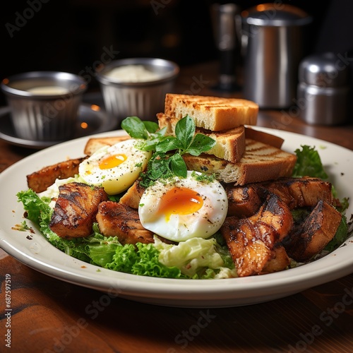 Ultimate Food Feast Chicken Caesar Salad with Fresh Vegetables Generative AI