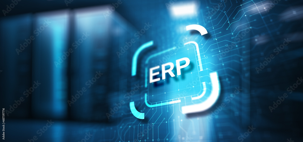 ERP - Enterprise resource planning business and modern technology concept on virtual screen. ERP - Enterprise resource planning business and modern technology concept on virtual screen.