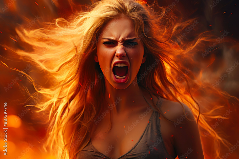 Fiery Anger Displayed by Woman