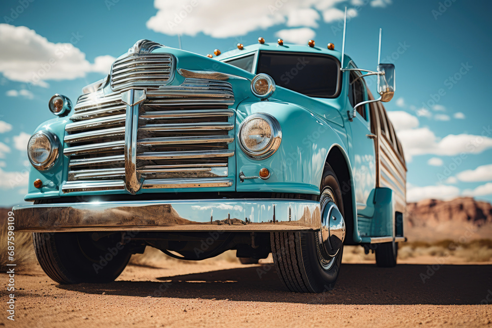 Old-School Charm: Close-Up of Vintage Truck in Sunlight