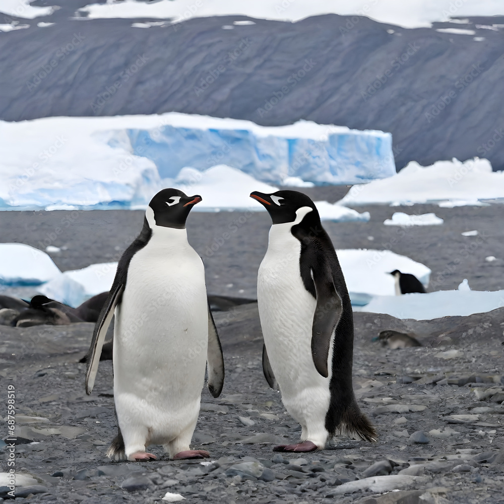 penguins on ice in antarctica