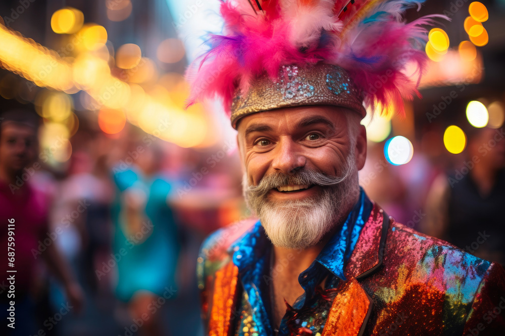 Colorful Festivities: Street Parade Portrait in Action