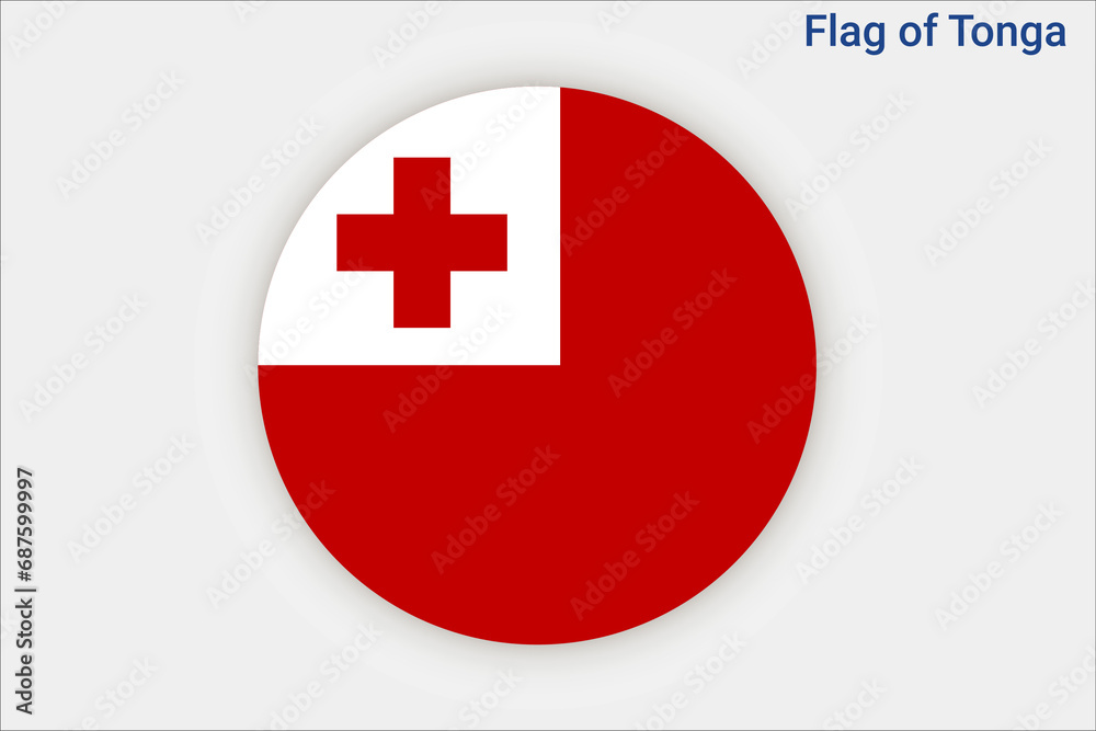 High detailed flag of Tonga. National Tonga flag. Oceania. 3D illustration.