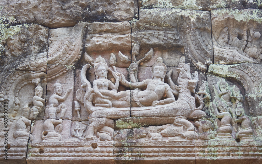 Preah Khan Temple in Angkor, Cambodia, was created by Jayavarman VII in the 12th century