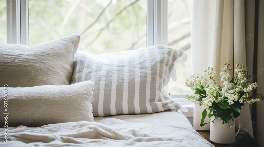 Large beds and wrinkled mattresses. In the bedroom