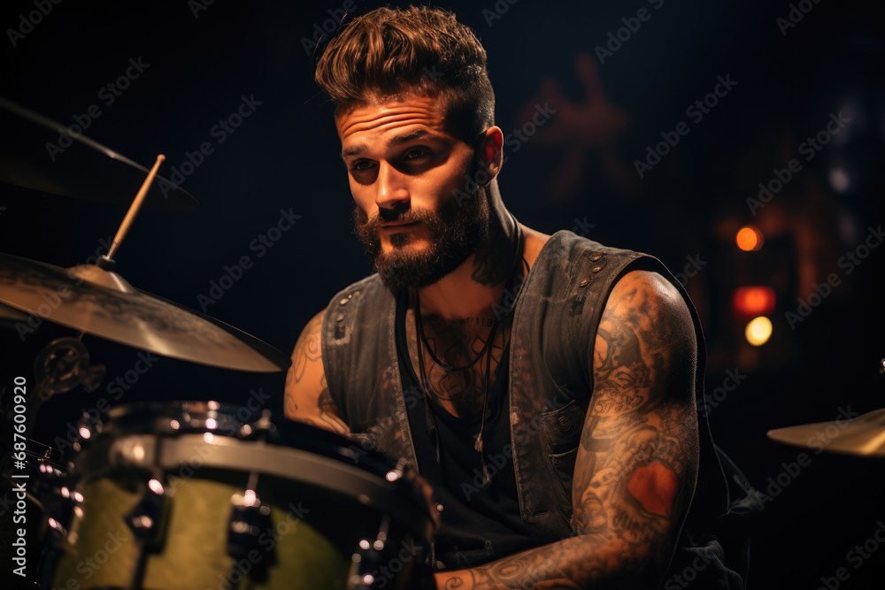 Rockstar Percussionist Captured in Performance Rockstar Percussionist Captured in Performance