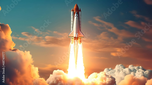 Rocket launch, Startup Business opportunity, Success concept, Growth and achievement, career growth background,Generative Ai