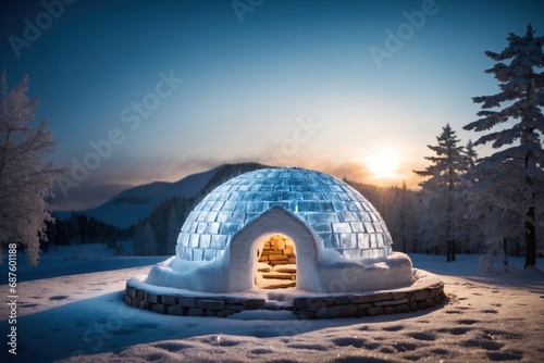 Winter Igloo concept. ai generative