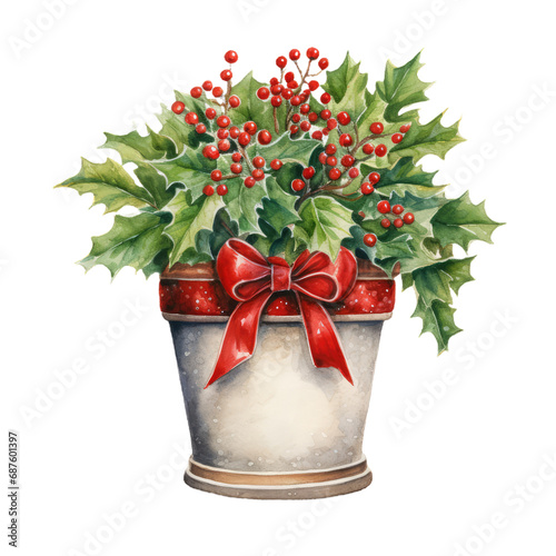 Watercolor Christmas flowers Illustration for greeting cards, invitations, and other printing projects.