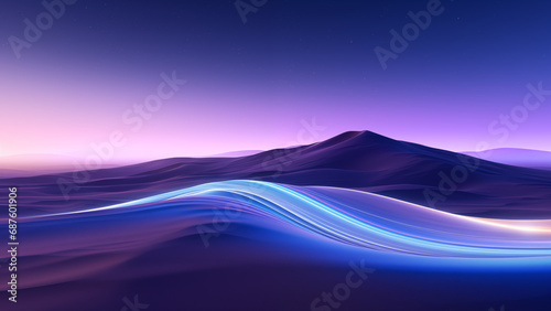 Flowing Data Lines on a Desert